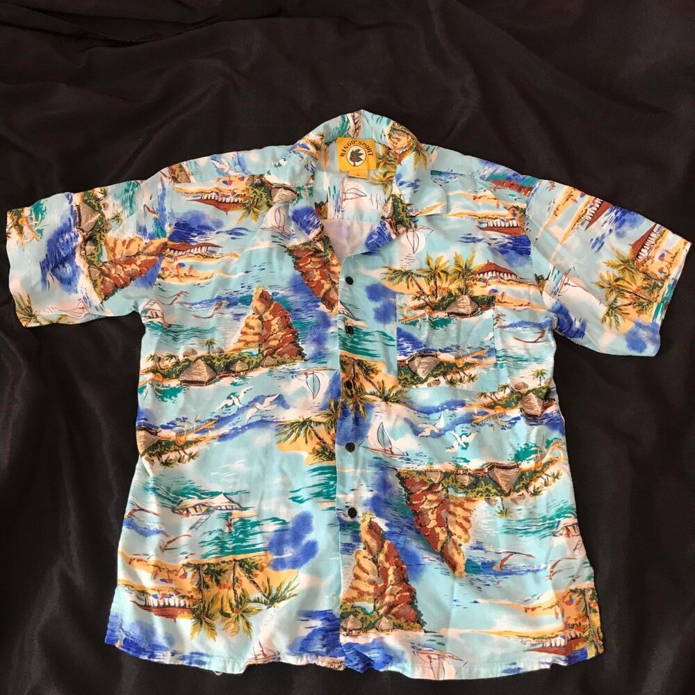 Ringo Sport Hawaiian Shirt Men's M 100% Rayon Tropical Print Soft Light *READ*